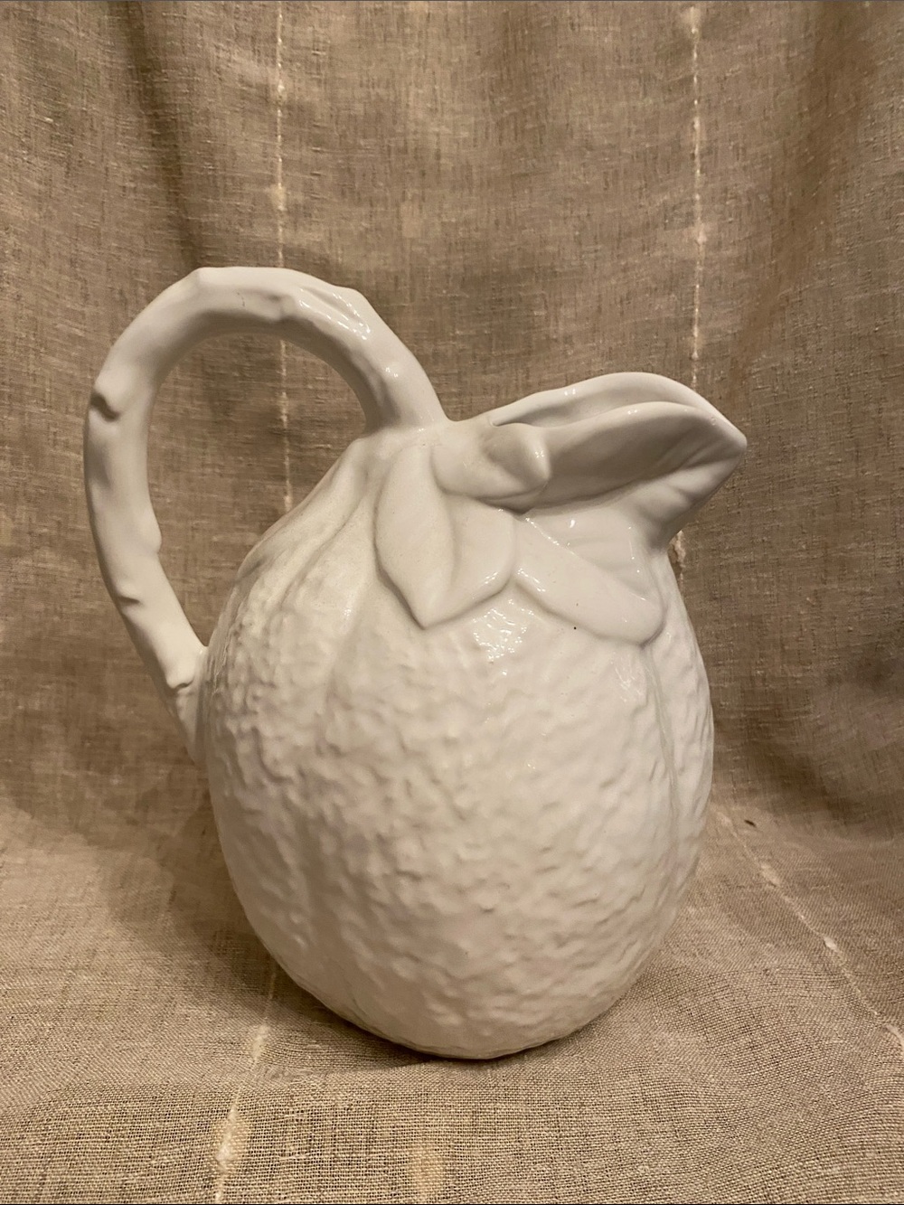 Majolica White Ceramic Citrus Fruit Shaped Pitcher made in Italy